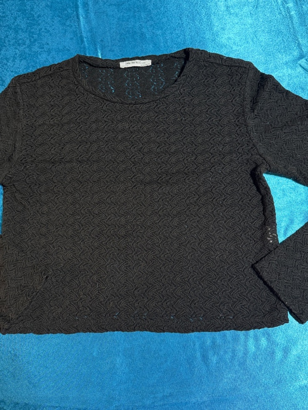 Zara Black Textured Long Sleeve Top